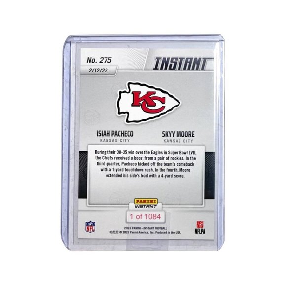 2022 Panini Instant Isiah Pacheco/Skyy Moore SUPER BOWL LVII KC #275 RC 1/1084 - Picture 6 of 13